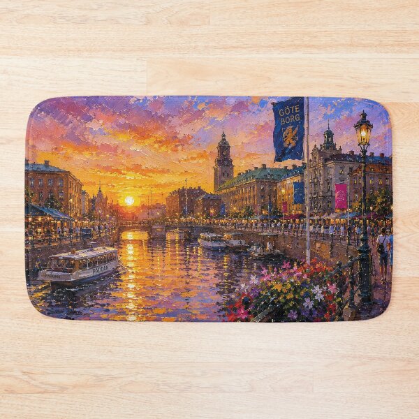 Item preview, Gothenburg by night painting, Sweden – an artwork of this beautiful Scandinavian city. designed and sold by GalleryKauffeld.