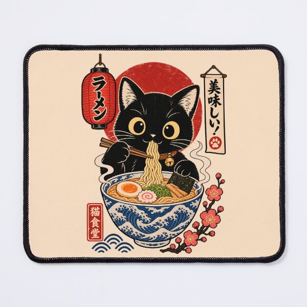Item preview, Ramen Cat 3 - Neko Vintage Ukiyo-e Poster designed and sold by TheSamuraiCat.