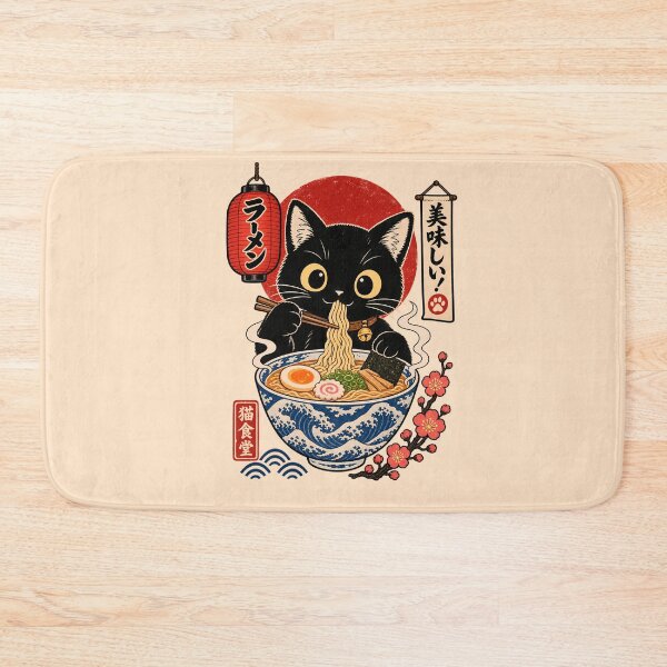 Item preview,  Ramen Cat 3 - Neko Vintage Ukiyo-e Poster designed and sold by TheSamuraiCat.