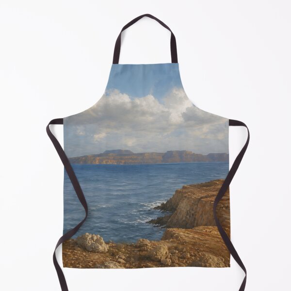 Item preview, Mediterranean Coastal Landscape Oil Painting Print designed and sold by FMVStudio.