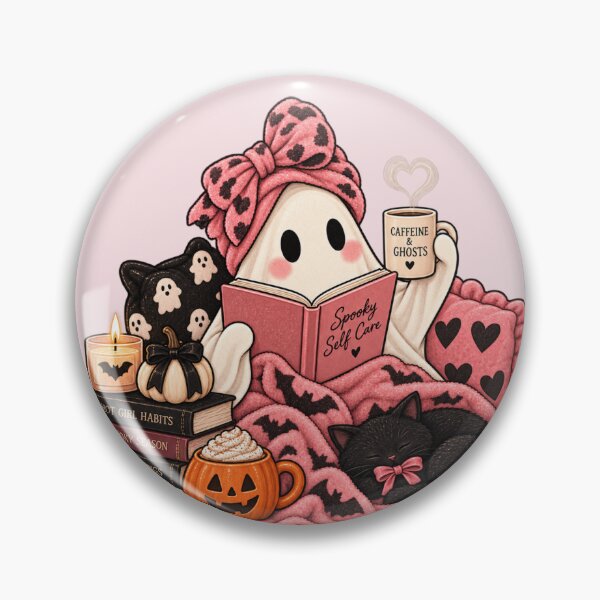 Artikelvorschau, Spooky Reading Ghost – Cozy Halloween Book Lover & Caffeine Ghost entworfen und verkauft von SnugbugStudios.