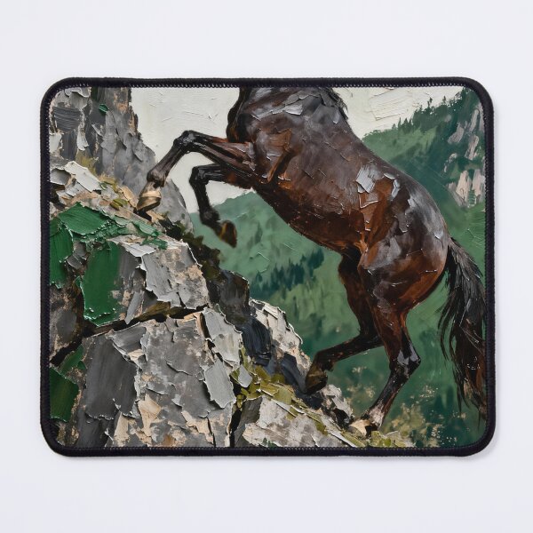 Item preview, Dark Horse Rearing on Rocky Cliff designed and sold by Simple Life & KAMOCHI.