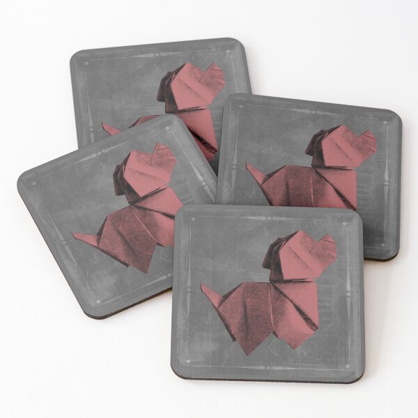 Item preview, Folded Red Paper Origami Dog Geometric Sculpture designed and sold by Ghoul Enterprises.