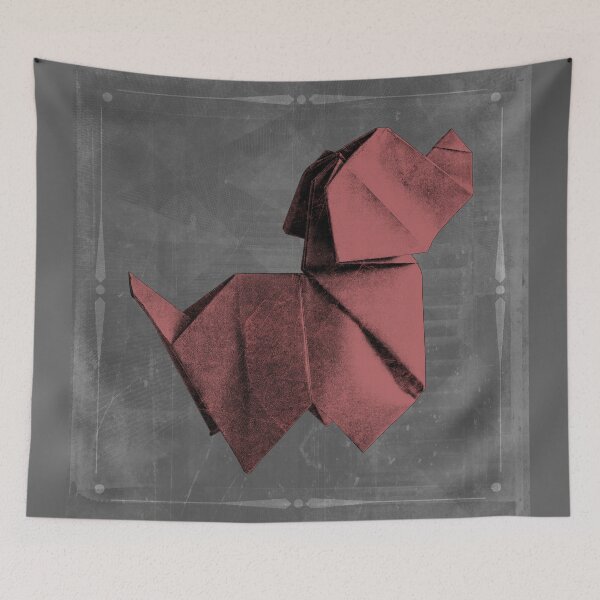 Item preview, Folded Red Paper Origami Dog Geometric Sculpture designed and sold by Ghoul Enterprises.
