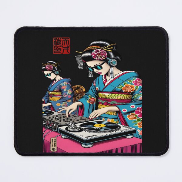 Item preview, Ukiyo-e Geisha DJ Japanese Woodblock Art Print designed and sold by SakuraJapanArt.