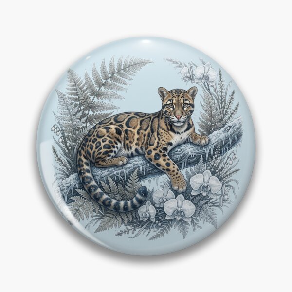 Item preview, Frosted Winter Clouded Leopard Orchids Ferns  designed and sold by BirdsnStuff.