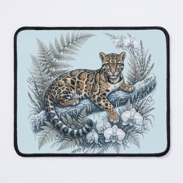 Item preview, Frosted Winter Clouded Leopard Orchids Ferns designed and sold by BirdsnStuff.