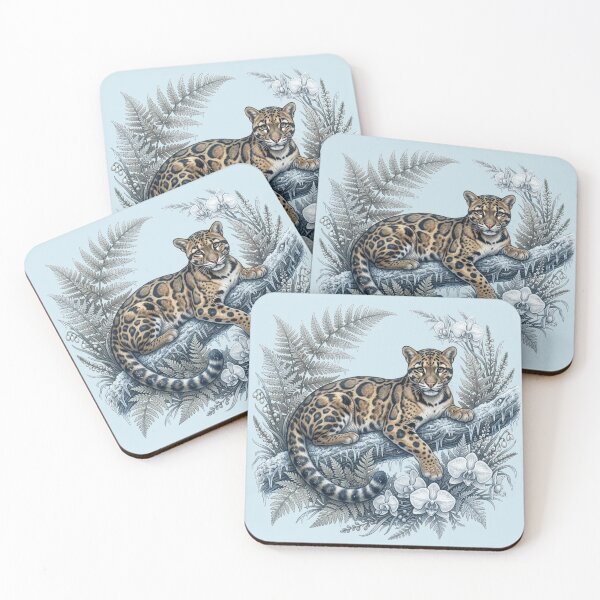 Item preview, Frosted Winter Clouded Leopard Orchids Ferns  designed and sold by BirdsnStuff.