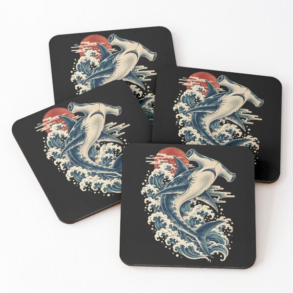 Item preview, Hammerhead Shark Ocean Wave Japanese Style Illustration designed and sold by ROUX-ART.