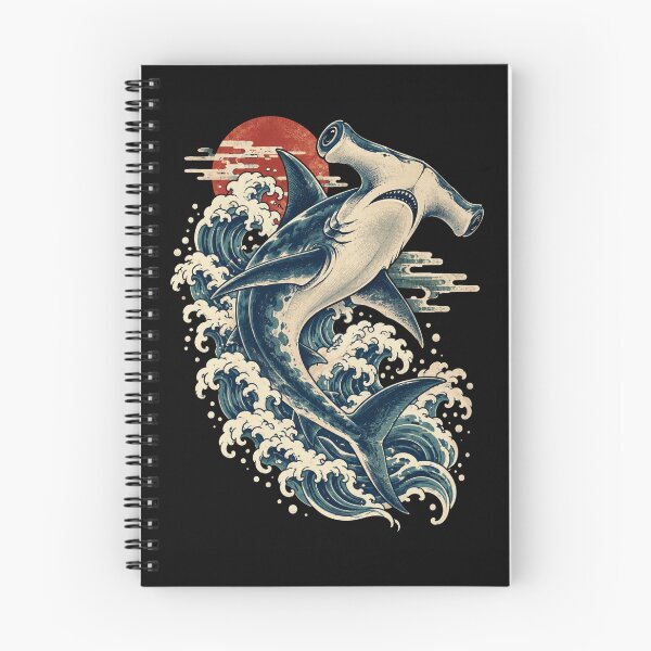 Item preview, Hammerhead Shark Ocean Wave Japanese Style Illustration designed and sold by ROUX-ART.