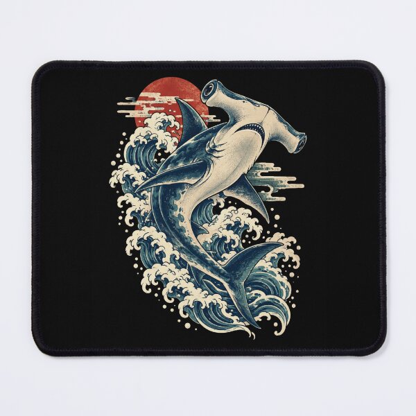 Item preview, Hammerhead Shark Ocean Wave Japanese Style Illustration designed and sold by ROUX-ART.