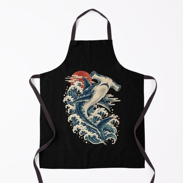 Item preview, Hammerhead Shark Ocean Wave Japanese Style Illustration designed and sold by ROUX-ART.