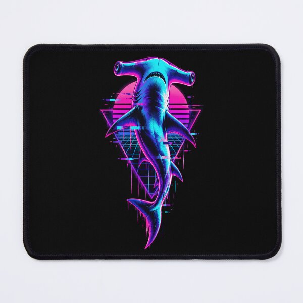 Item preview, Hammerhead Shark Neon Retro Vaporwave Graphic designed and sold by ROUX-ART.