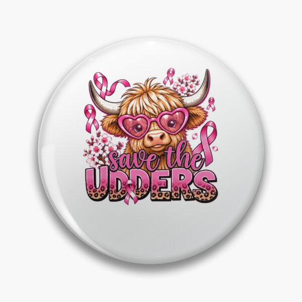 Item preview, Save The Udders Cute Highland Cow Pink Ribbon Breast Cancer designed and sold by AARABwino.