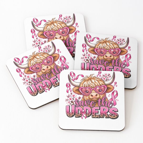 Item preview, Save The Udders Cute Highland Cow Pink Ribbon Breast Cancer designed and sold by AARABwino.