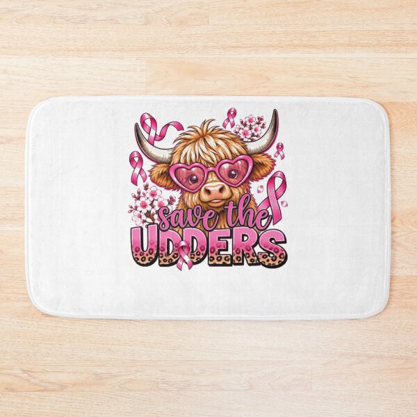 Item preview, Save The Udders Cute Highland Cow Pink Ribbon Breast Cancer designed and sold by AARABwino.