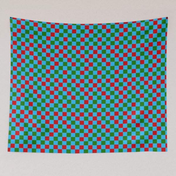 Item preview, Red Green and Cyan blue Checkered Design designed and sold by PatternTitan.