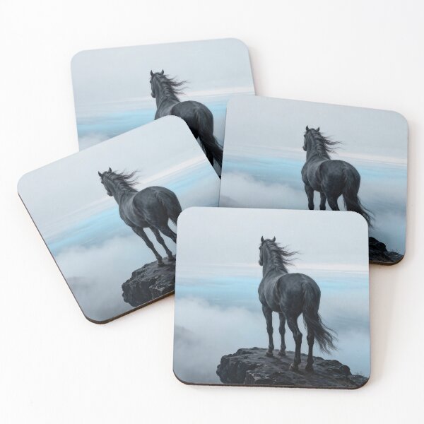 Item preview, Black Horse on Misty Cliff Edge designed and sold by KAMOCHI Art.