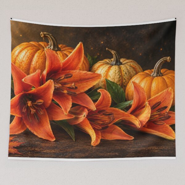 Item preview, Autumn Lilies and Glowing Pumpkins designed and sold by Kimberly Palmer.