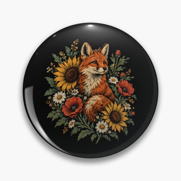 Item preview, Retro Fox Surrounded By Vintage Wildflower Garden designed and sold by Moizento.