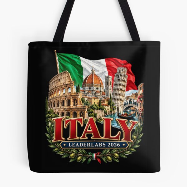 Item preview, Italy Travel Art Collage with Iconic Landmarks and Flag designed and sold by ROUX-ART.