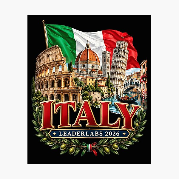 Item preview, Italy Travel Art Collage with Iconic Landmarks and Flag designed and sold by ROUX-ART.