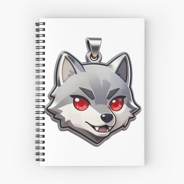 Item preview, cute wolf head pendant with red eyes anime style designed and sold by WildArtIT.