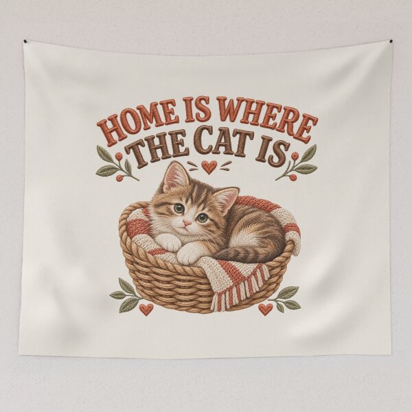 Item preview, Cozy Cat Lover Kitten in Basket designed and sold by HavuNordicShop.