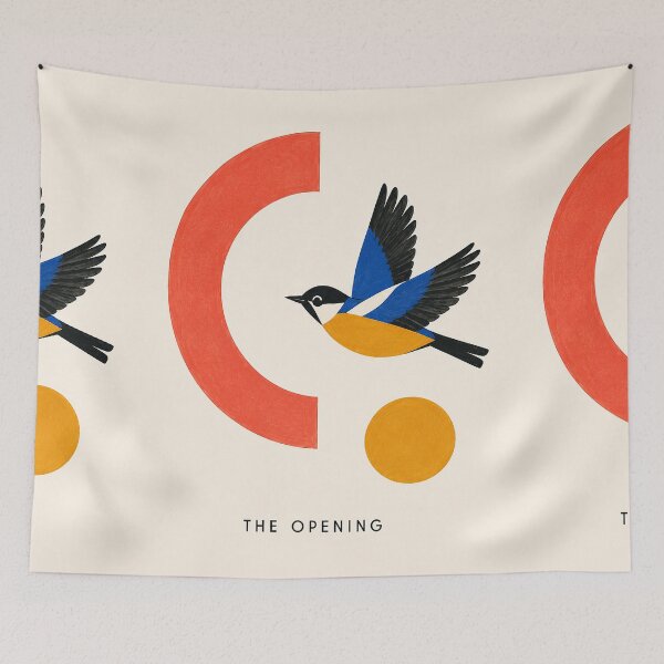 Item preview, "The Opening" |  Mid-Century Bird Art Print | Bauhaus Geometric Abstract Art designed and sold by Filora Atelier | Bird Art.