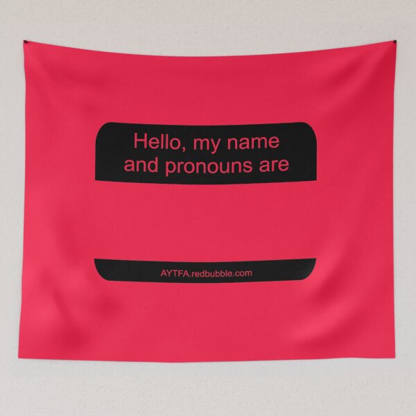 Item preview, Hello - Name & Pronouns in Red&Black designed and sold by AYTFA.