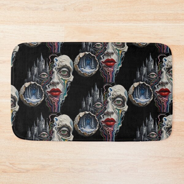 Item preview, Surreal Melting Face Gothic Castle Winter Forest Orb Impasto Art designed and sold by LujziWorld.