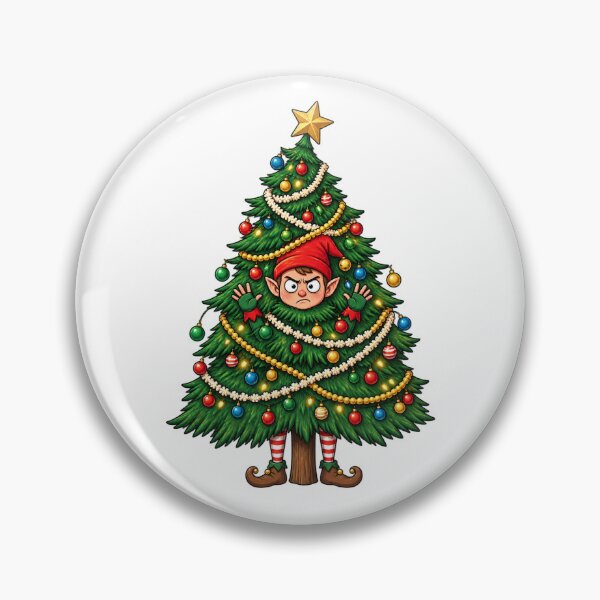 Item preview, Funny Christmas Elf Tree | Angry Elf Hidden in Christmas Tree Holiday Design designed and sold by MrDev.