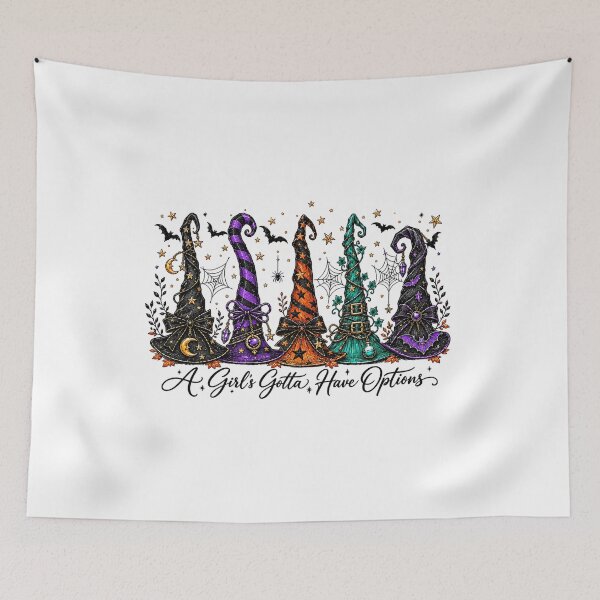 Item preview, A Girl's Gotta Have Options Witch Hats Halloween Graphic designed and sold by Derekquie.