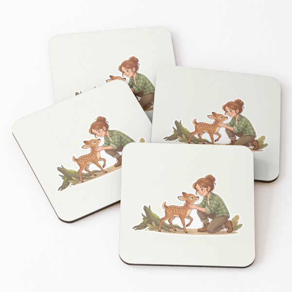 Item preview, Girl Hugging Baby Deer Cute Woodland Friendship Illustration designed and sold by Safe Haven Pets.
