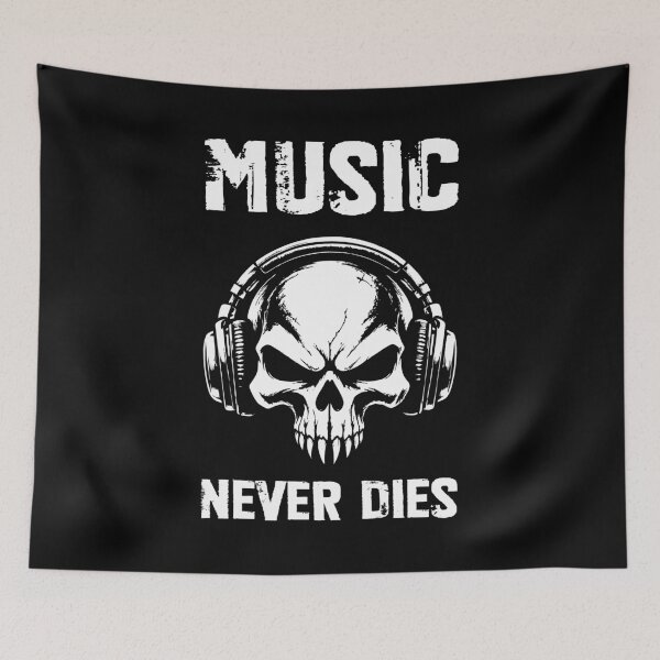 Item preview, Music Never Dies Skull Headphones Grunge (White)) designed and sold by Pencil & Pixel.
