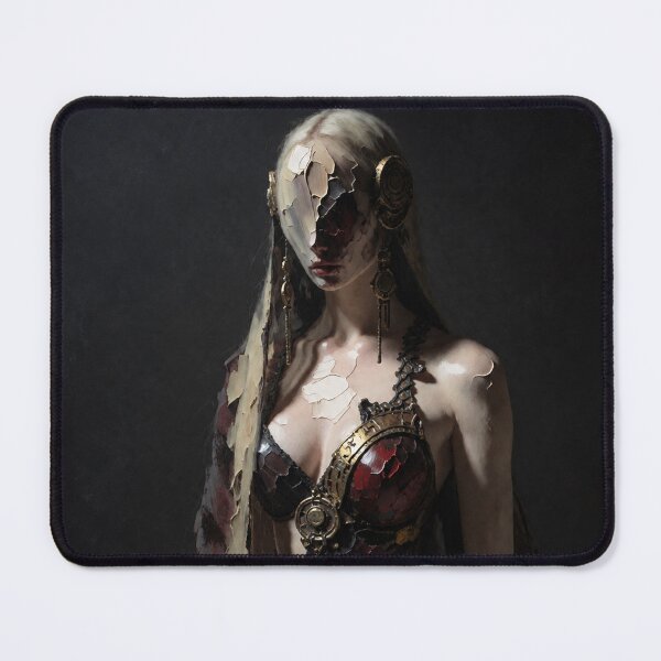 Item preview, Dark Gothic Cyborg Woman — Cracked Porcelain Face & Steampunk Armor designed and sold by ZYVARENNE.