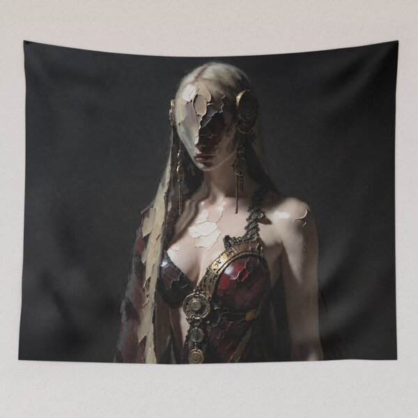 Item preview, Dark Gothic Cyborg Woman — Cracked Porcelain Face & Steampunk Armor designed and sold by ZYVARENNE.