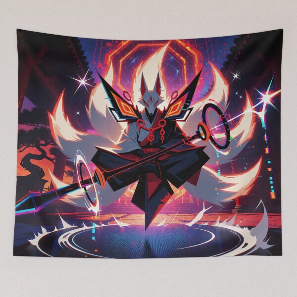 Item preview, Nine Tailed Spirit Floating in Neon Light (V2) designed and sold by SabaMirzique.