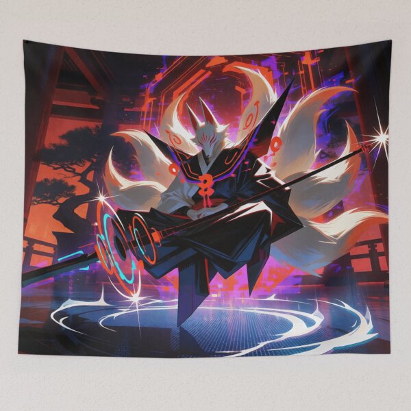 Item preview, Nine Tailed Spirit Floating in Neon Light (V3) designed and sold by SabaMirzique.