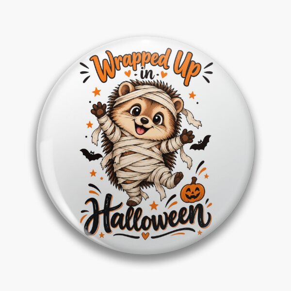 Item preview, Wrapped Up in Halloween – Cute Mummy Hedgehog designed and sold by LittleGinnyArt.