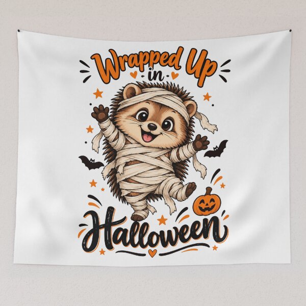 Item preview, Wrapped Up in Halloween – Cute Mummy Hedgehog designed and sold by LittleGinnyArt.