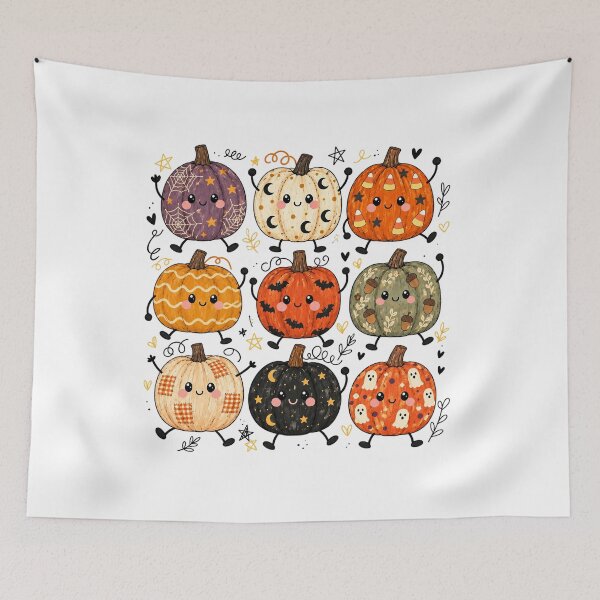 Item preview, Cute Kawaii Halloween Pumpkins With Spooky Patterns Graphic designed and sold by Derekquie.