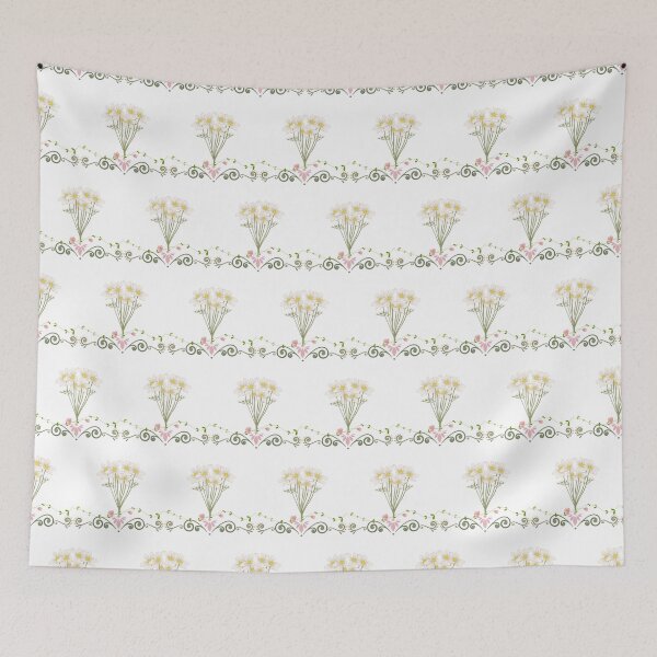 Item preview, Vintage Cottagecore Daisy Bouquet Stripe Seamless Pattern designed and sold by RAJASWARSTORE.