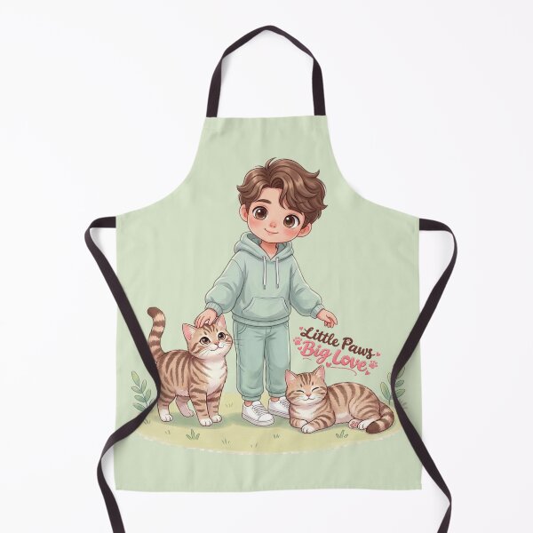 Item preview, Cute Boy with Two Cats – Kawaii Cat Lover Illustration designed and sold by Meluna-studio.