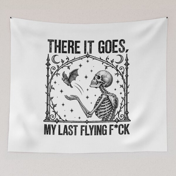 Item preview, There It Goes My Last Flying Fuck Skeleton Bat Gothic Meme designed and sold by Derekquie.