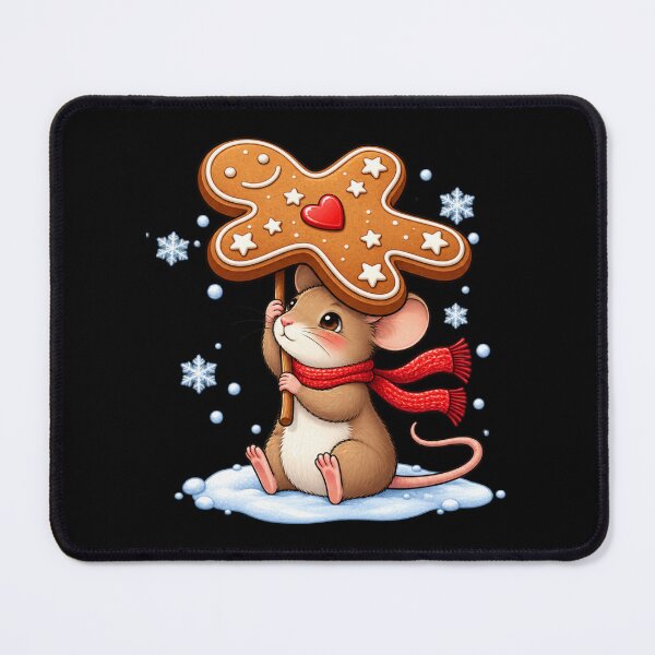 Item preview, Cute Christmas Mouse with Giant Gingerbread Cookie | Kawaii Winter Holiday Art designed and sold by MrDev.