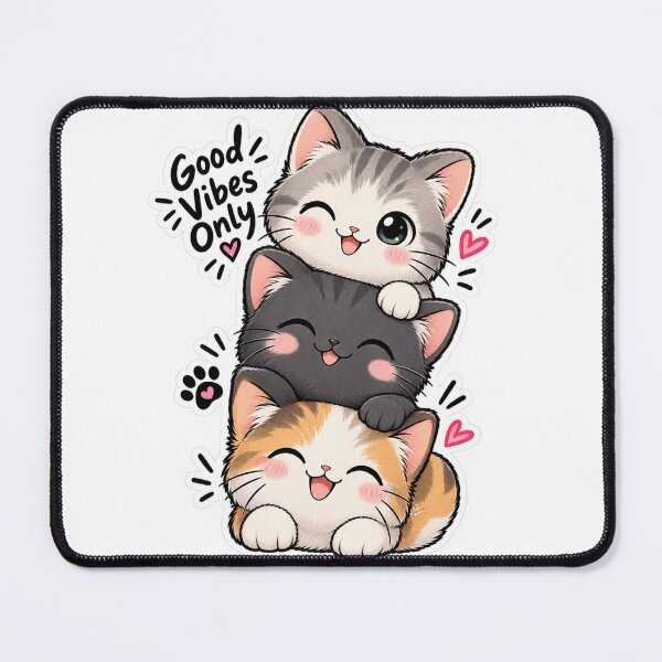 Item preview, Cute Stacked Cats Good Vibes Only Kawaii Kitten Sticker designed and sold by PRIME4YOU.