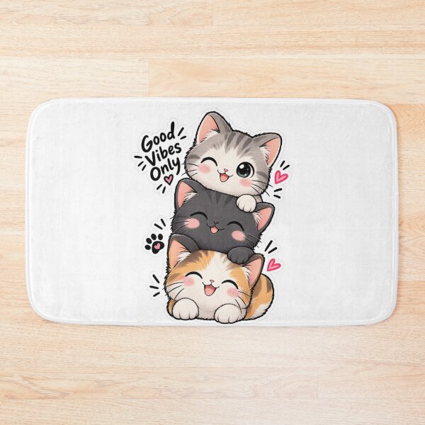 Item preview, Cute Stacked Cats Good Vibes Only Kawaii Kitten Sticker designed and sold by PRIME4YOU.