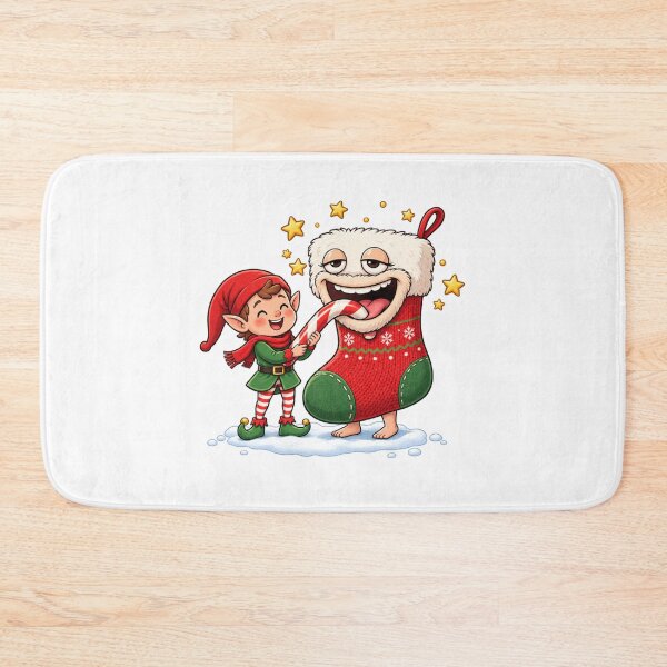 Item preview, Funny Christmas Elf and Yeti Eating Candy Cane | Cute Kawaii Holiday designed and sold by MrDev.