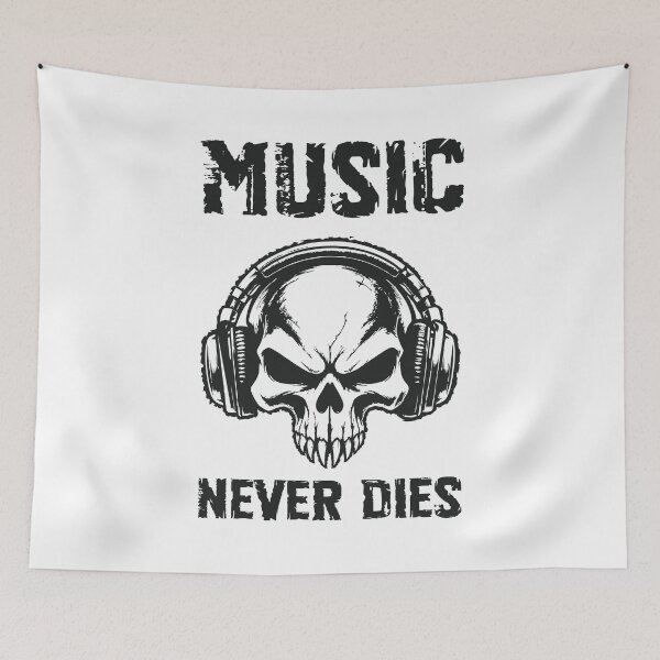 Item preview, Music Never Dies Skull Headphones Grunge (Black) designed and sold by Pencil & Pixel.